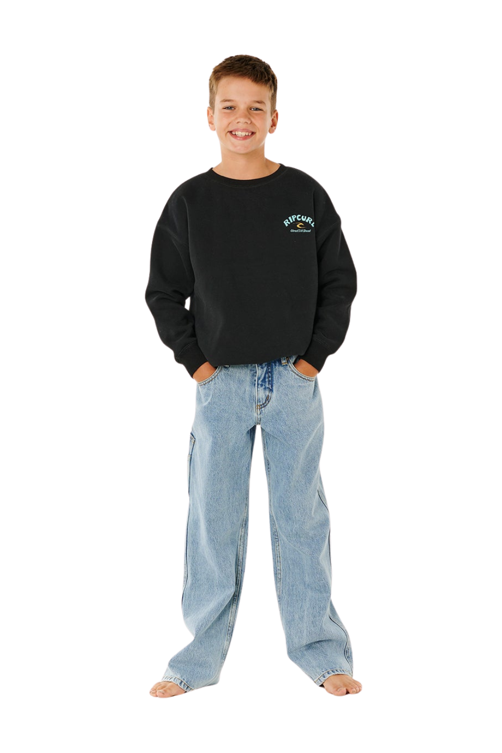 Rip Curl Shred Till Dead Boys Crewneck Sweatshirt Black