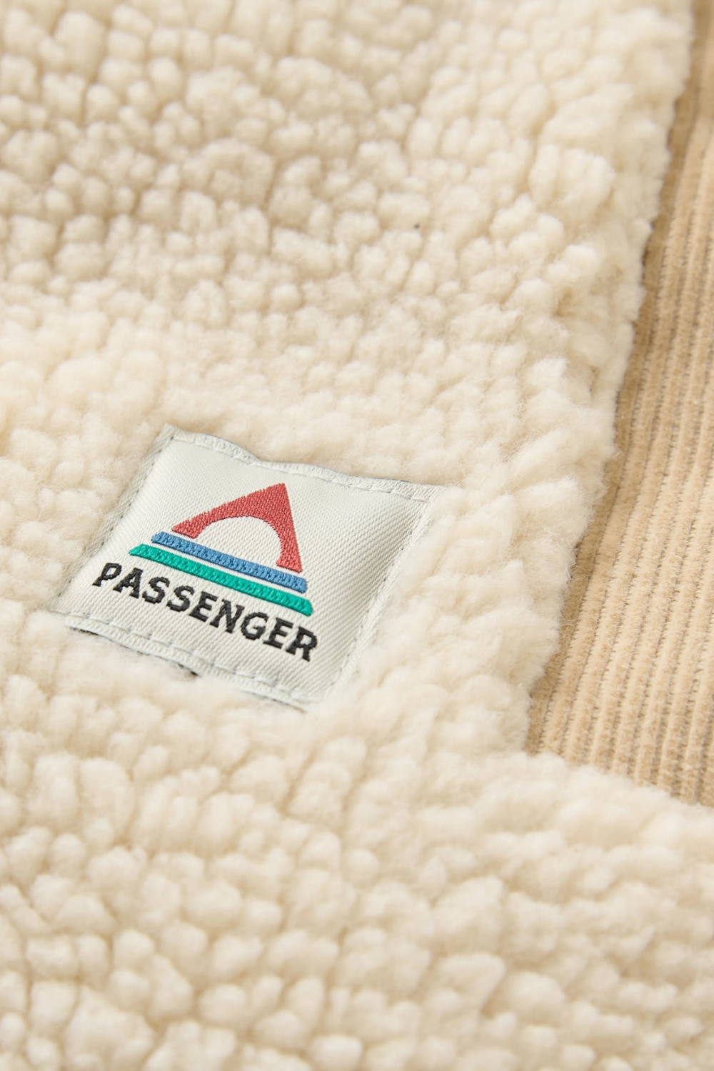 Passenger Tawny Womens Collarless Deep-Pile Sherpa Gilet  Oat