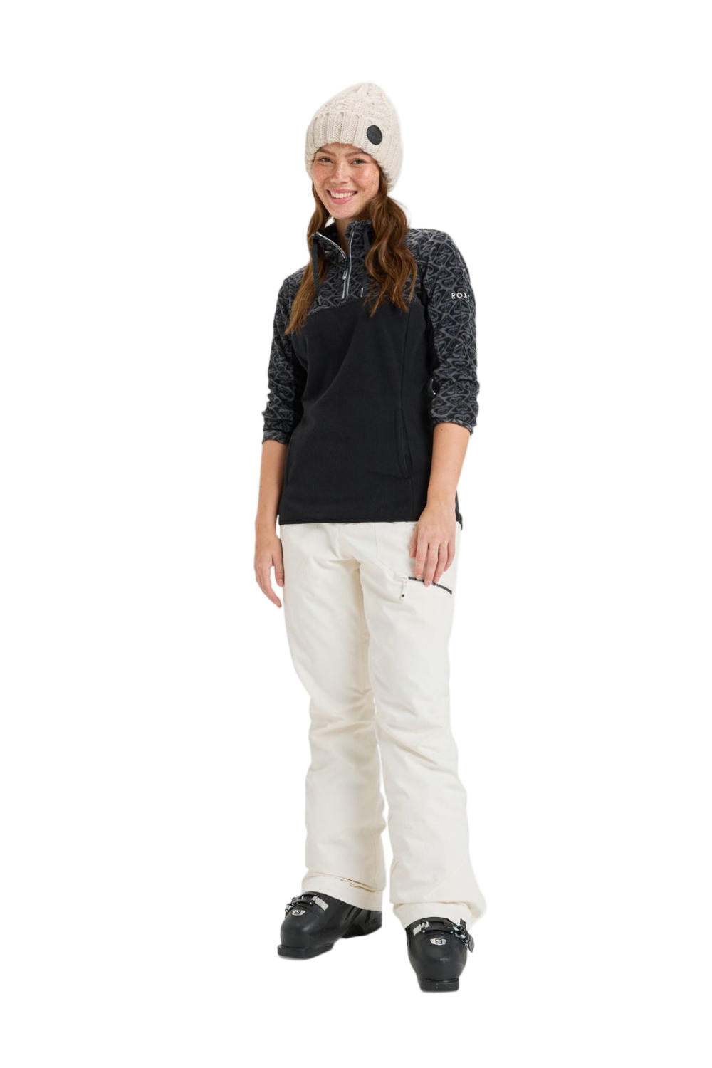 Roxy Sayna Half Zip Fleece True Black Roxygram Tonal