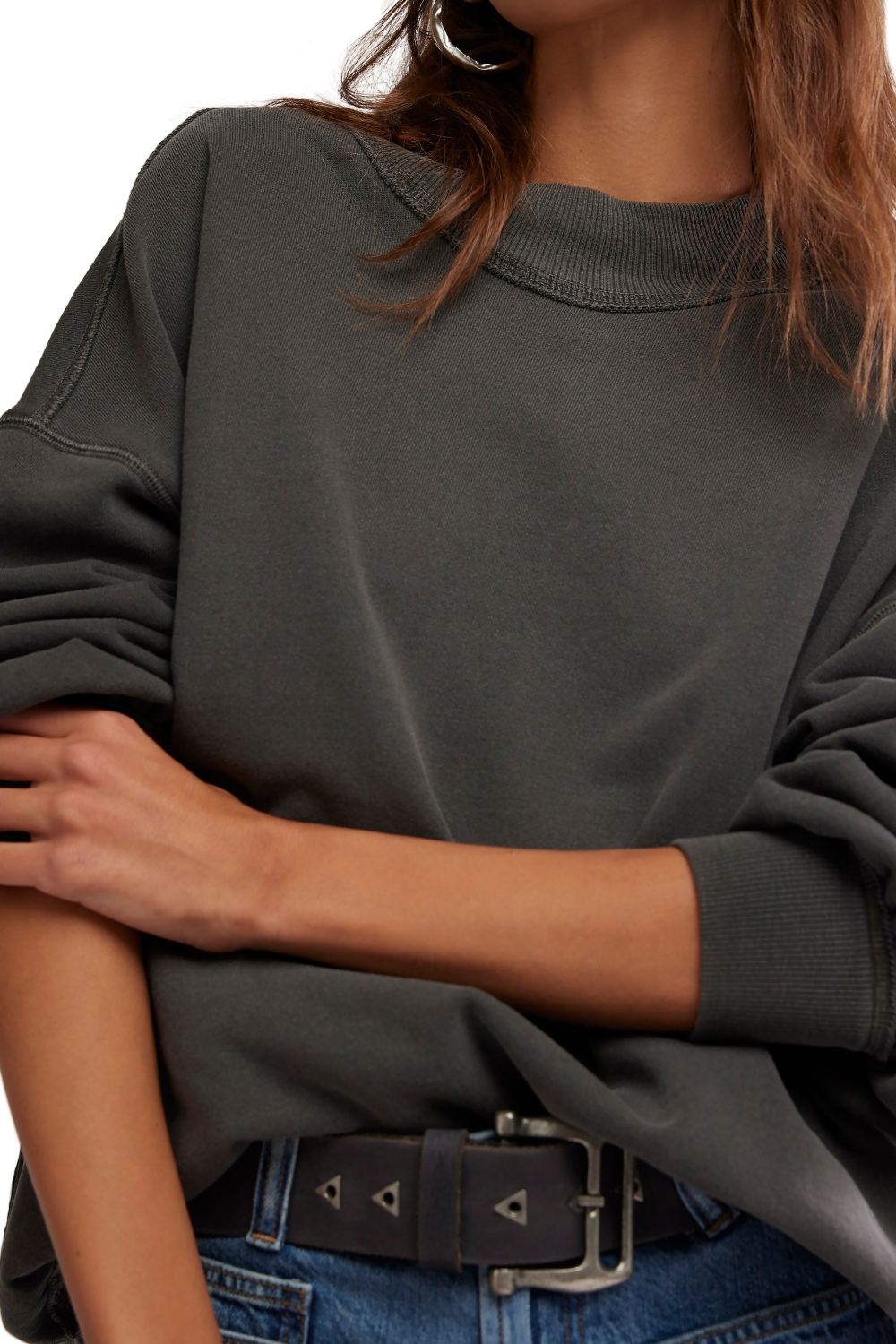 Free People Palm Springs Pullover Washed Black