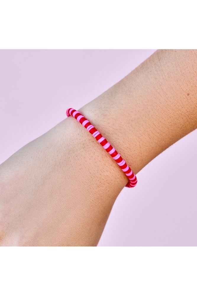 Pura Vida Seascape Vinyl Disc Stretch Bracelet Cherry Pie
