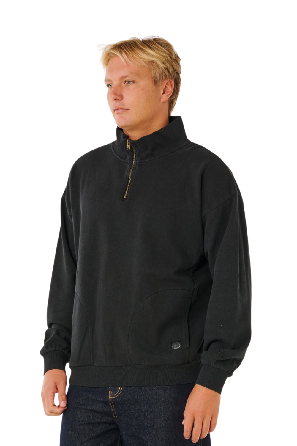 Rip Curl Premium Surf Mens 1/4 Zip Crew Black