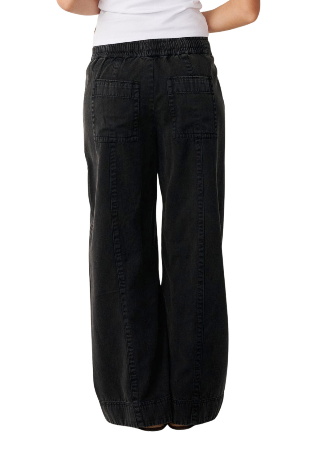 Rip Curl Bossa Nova Womens Twill Wide Leg Trousers Washed Black