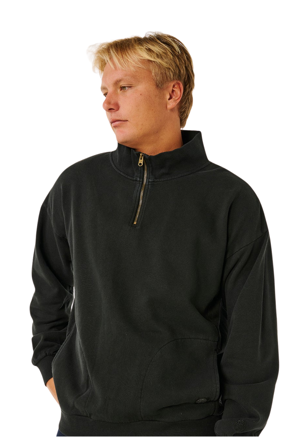 Rip Curl Premium Surf Mens 1/4 Zip Crew Black