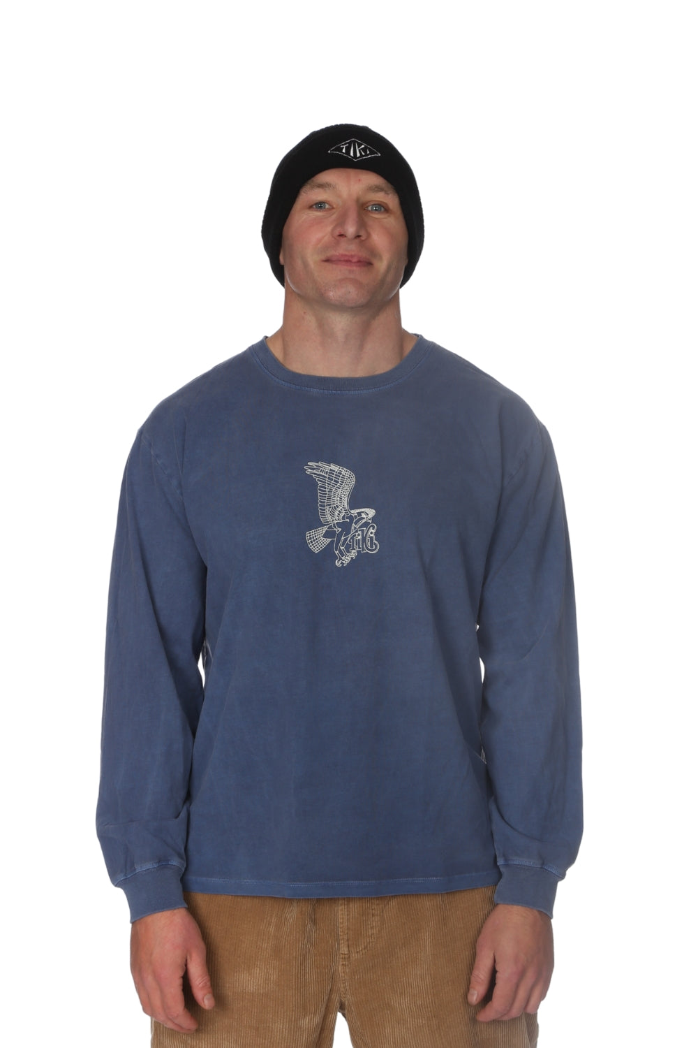 Tiki Seahawk Long Sleeve T-Shirt Blue Dyed