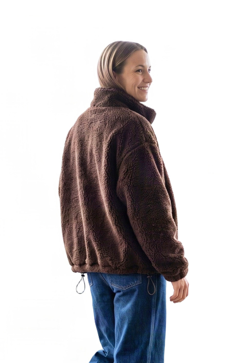 Tiki Hibiscus Womens Full Zip Cosy Fleece Brown