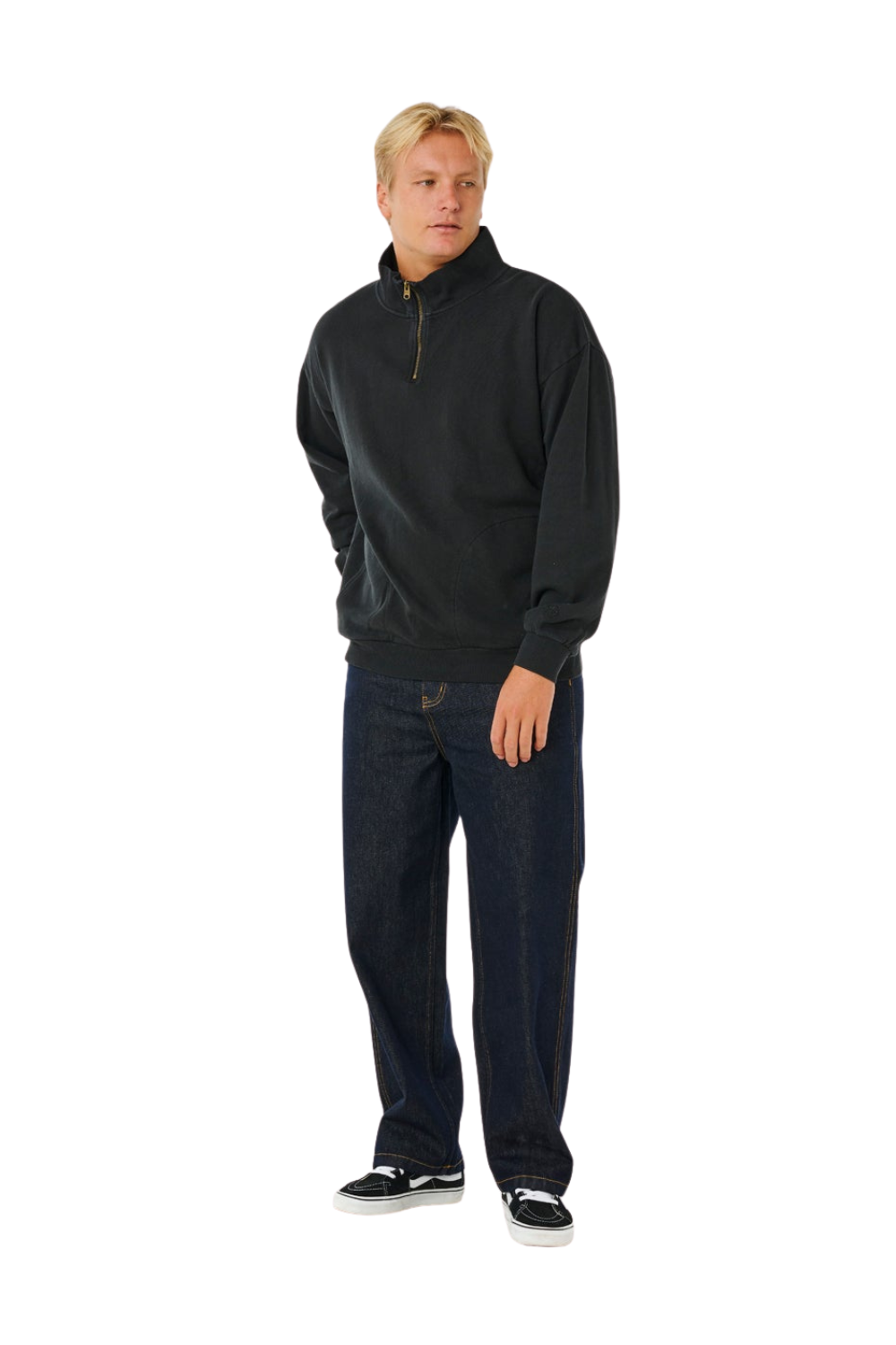 Rip Curl Premium Surf Mens 1/4 Zip Crew Black