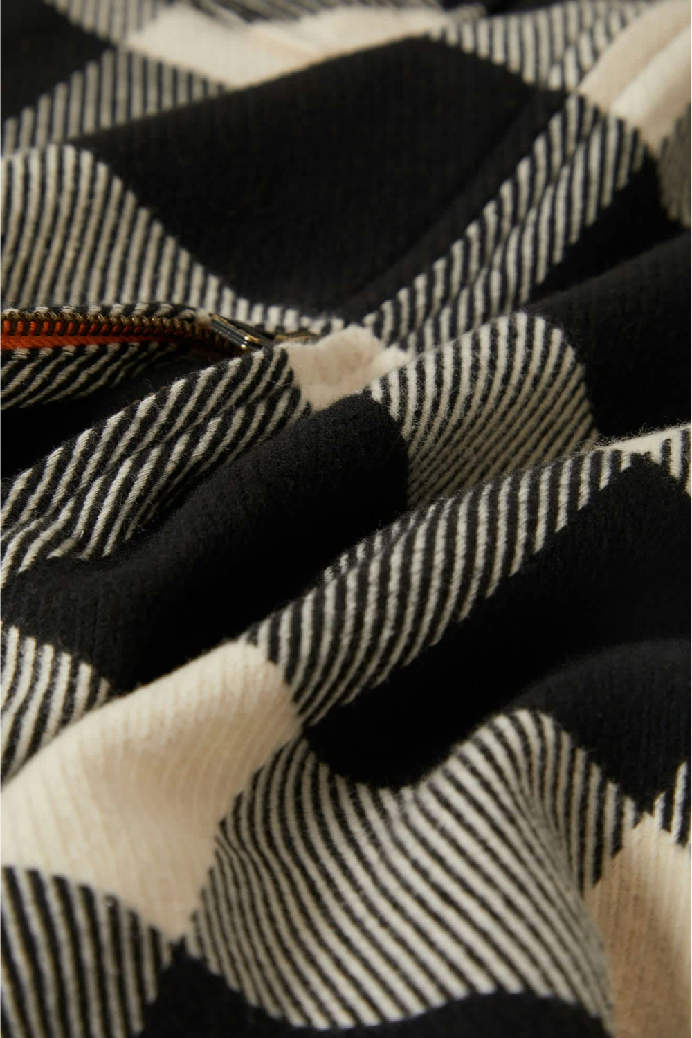 Brixton Global Zip Flannel Shirt Off White Black