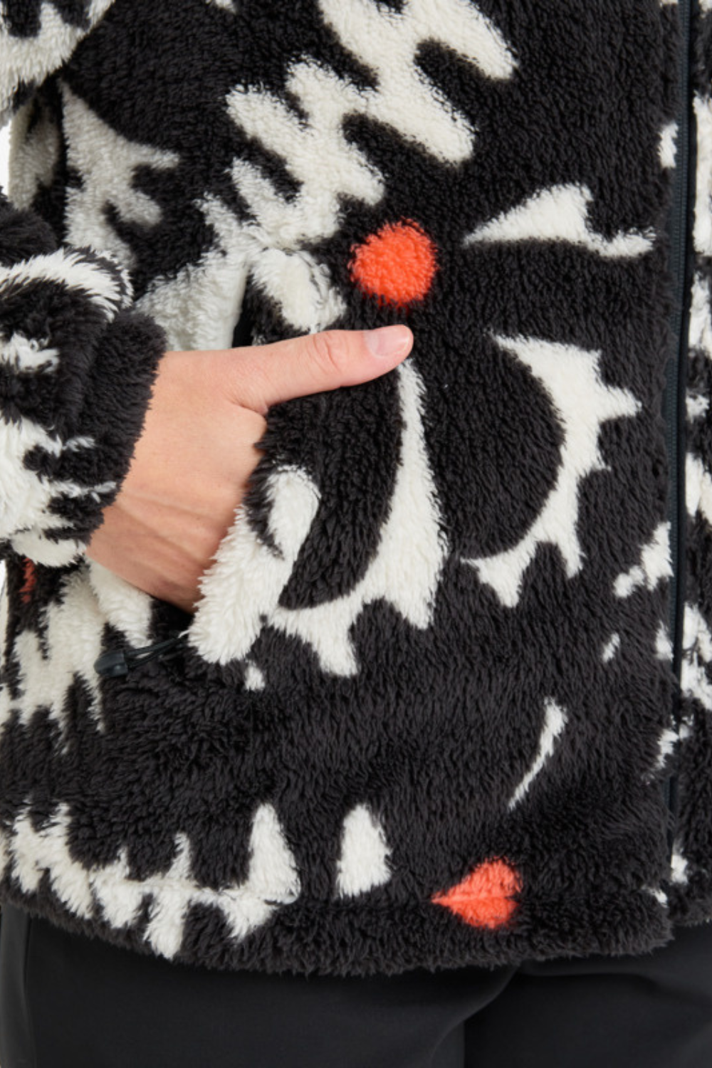 Roxy Womens Alabama Technical Mid Layer Fleece True Black Big Flower