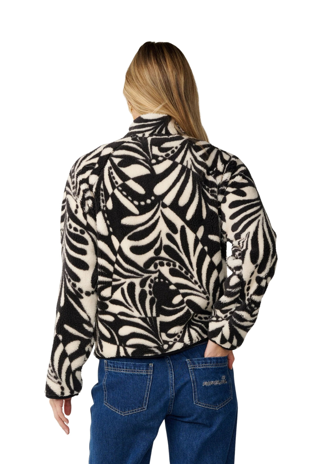 Rip Curl Party Wave Polar Womens Fleece Jacket Black/White