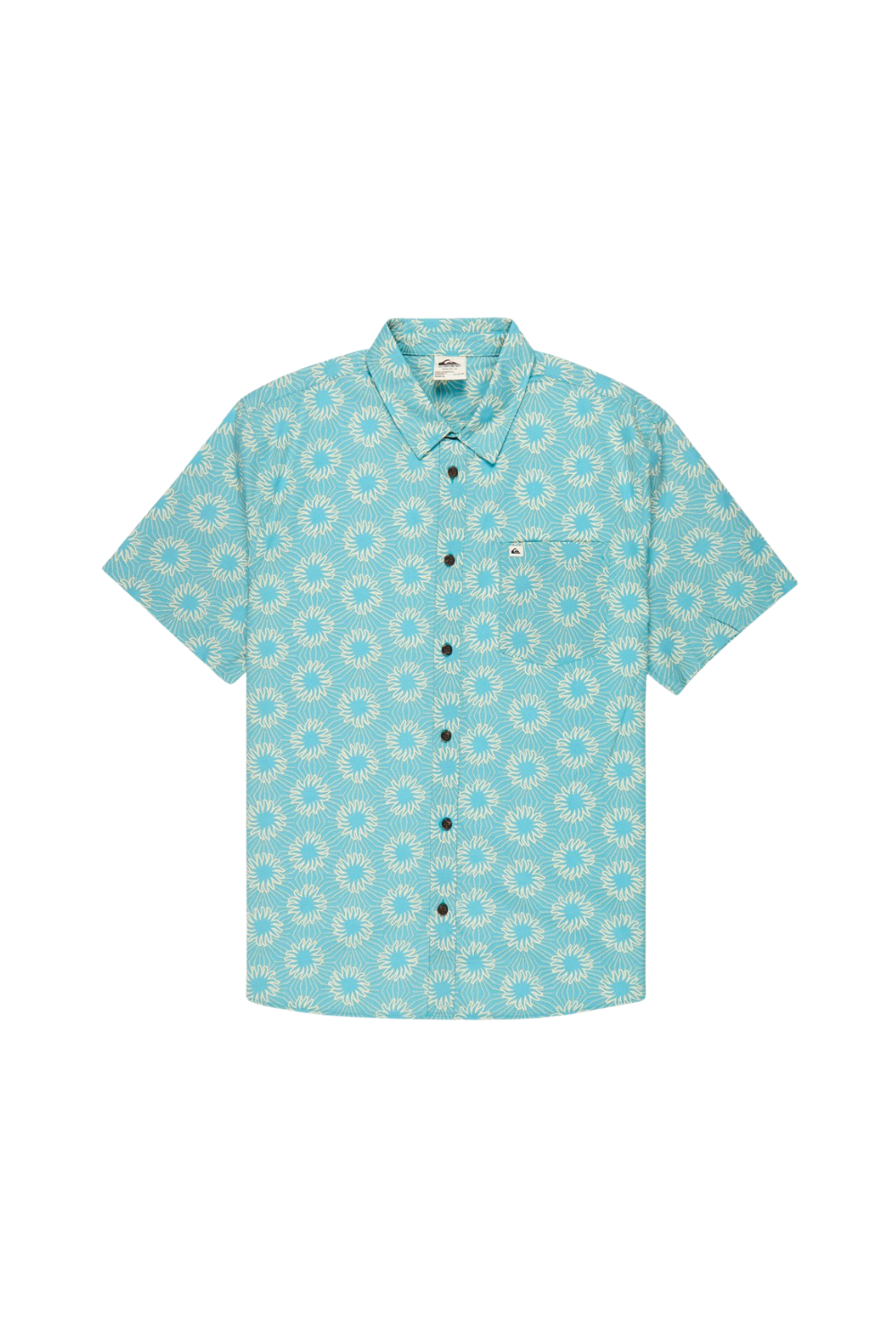 Quiksilver Apero Classic Mens Short Sleeve Shirt Aqua Ocean Mayhem 32