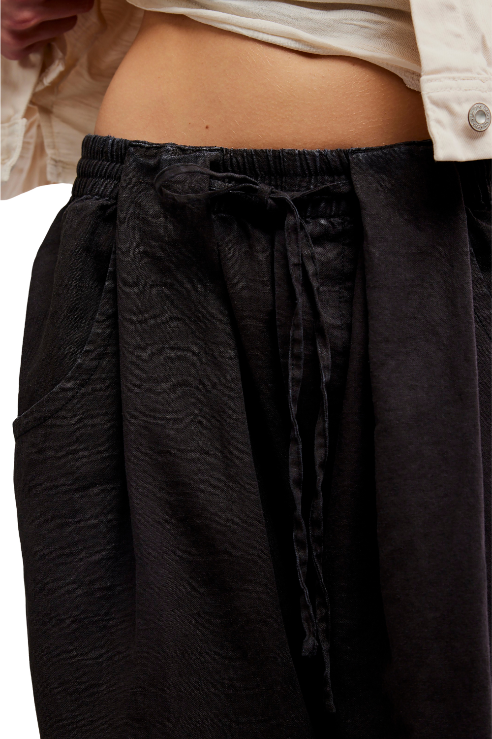 Free People Chambers Womens Laid Back Pull On Trousers Black