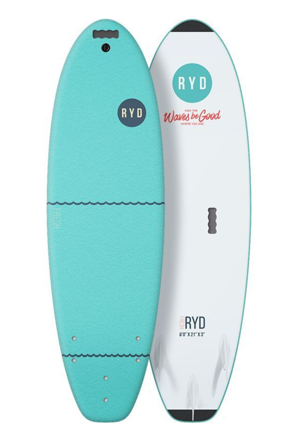 RYD Fresh Soft Top Surfboard Aqua