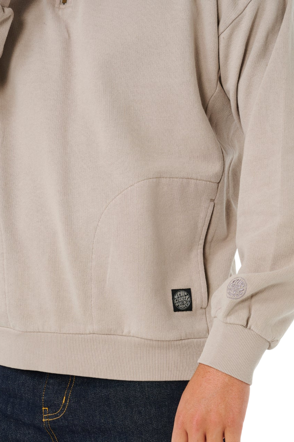 Rip Curl Premium Surf Mens 1/4 Zip Crew Stone