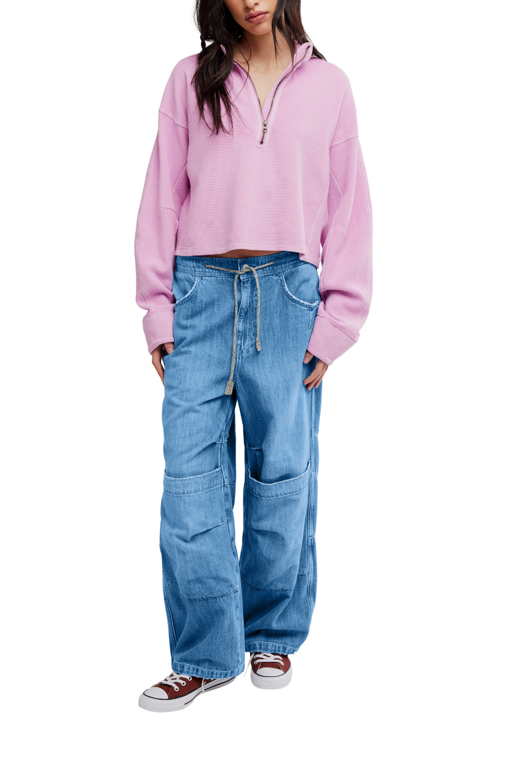 Free People Celeste Womens Quarter Zip Pullover Hummingbird
