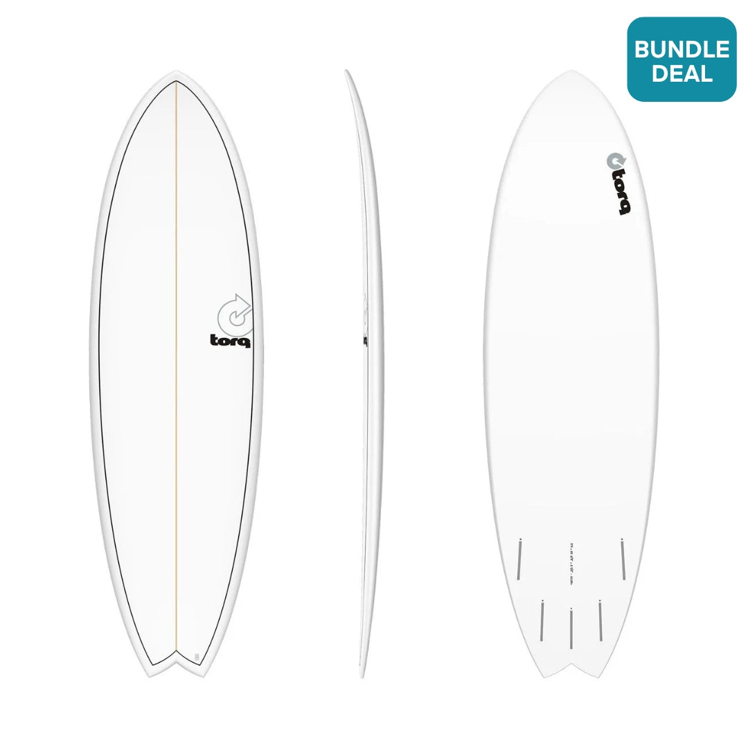 Torq 6'6" Fish White + Pinline Surfboard