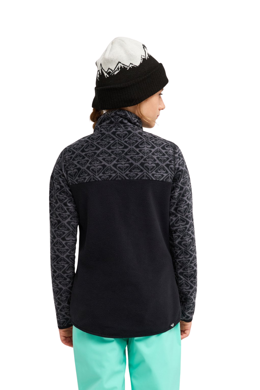 Roxy Whitecamp Girls Half Zip Fleece True Black Roxygram Tonal