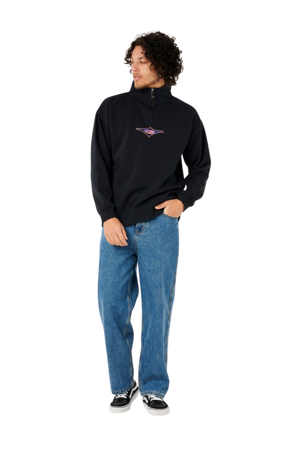 Rip Curl Raw Energy 1/4 Zip Crew Fleece Black