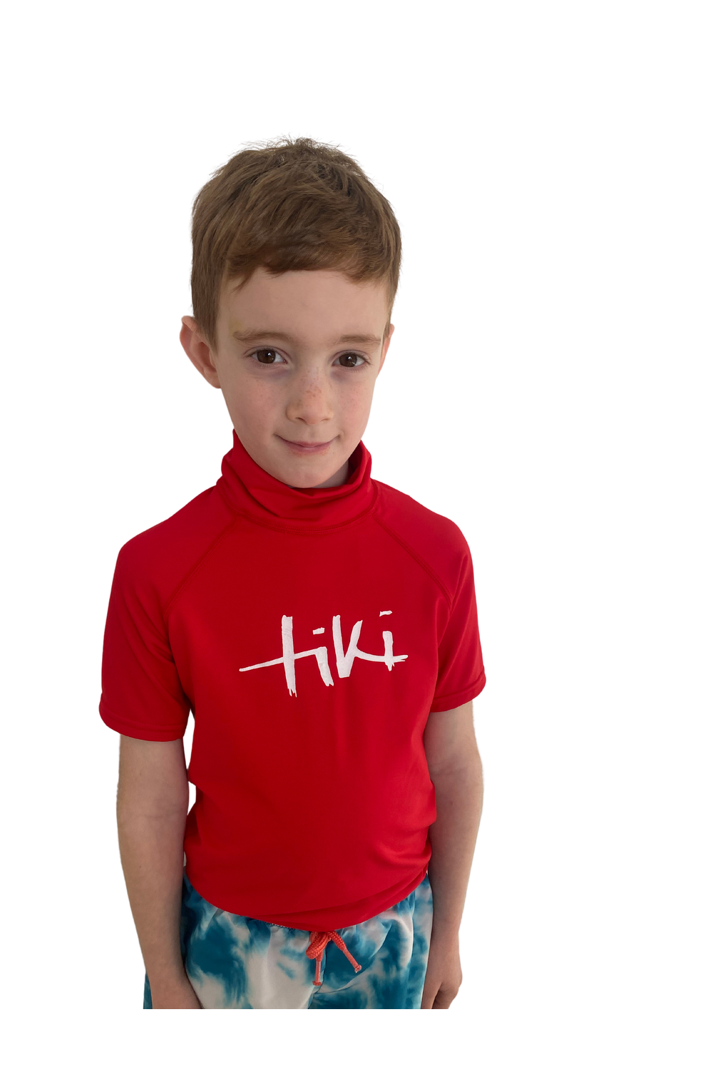 Tiki Kids S/S Rash Vest with Logo Red