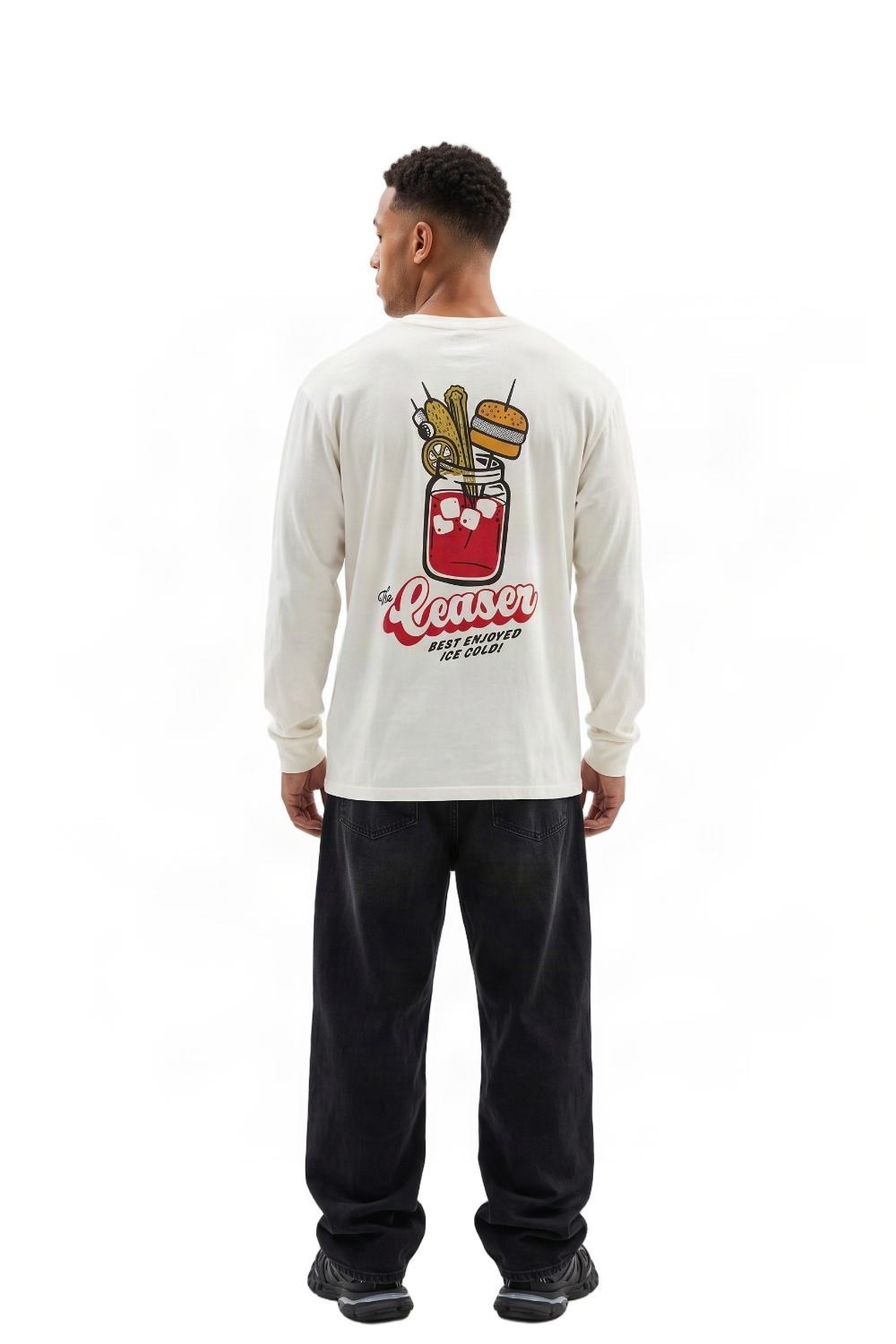 BamBooBay The Ceaser Mens Long Sleeve T-Shirt Faded White