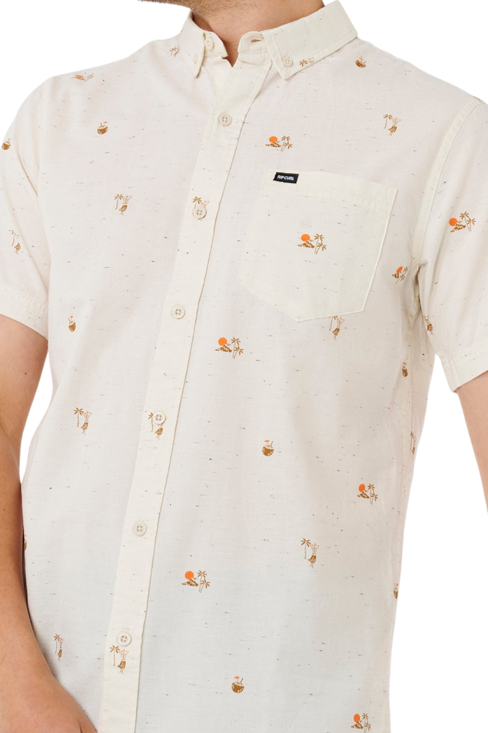 Rip Curl Skelly Breach Mens Short Sleeve Shirt Off White