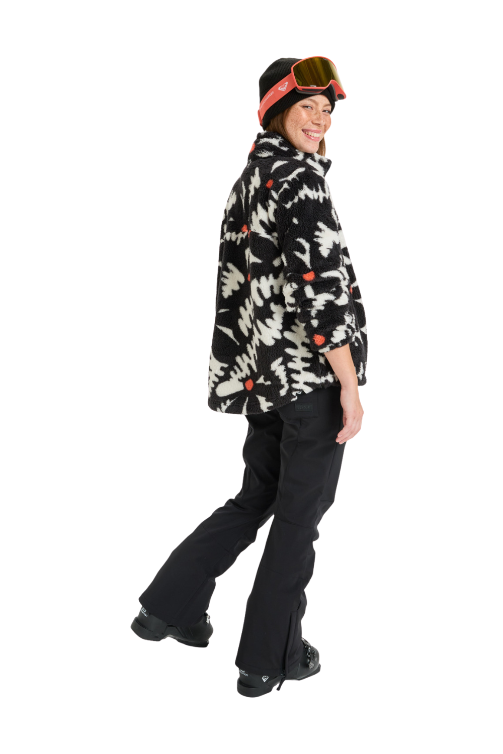 Roxy Womens Alabama Technical Mid Layer Fleece True Black Big Flower