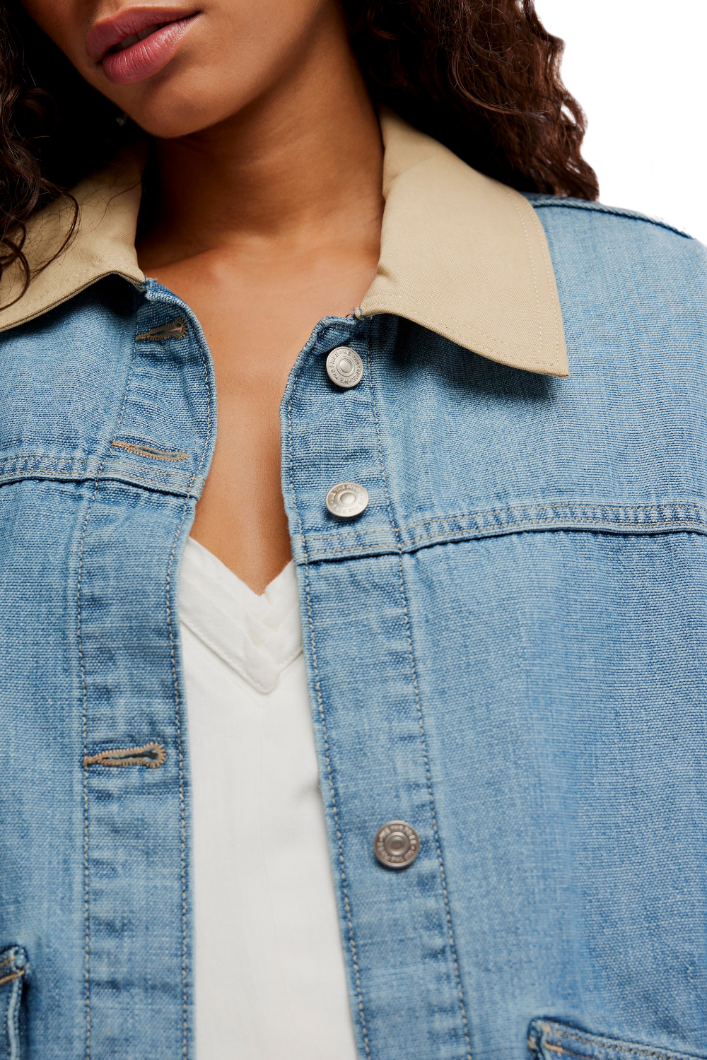 Free People Lemon Womens Denim Jacket Berry Blues
