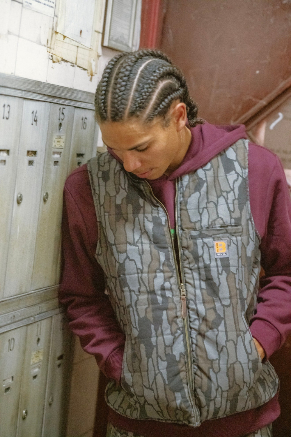 Brixton Builders Abraham Reversible Vest Bark Camo