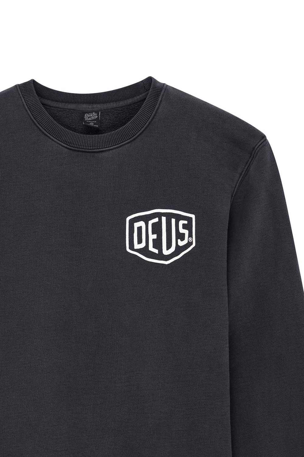 Deus Shield Mens Garment Dyed Crew Black