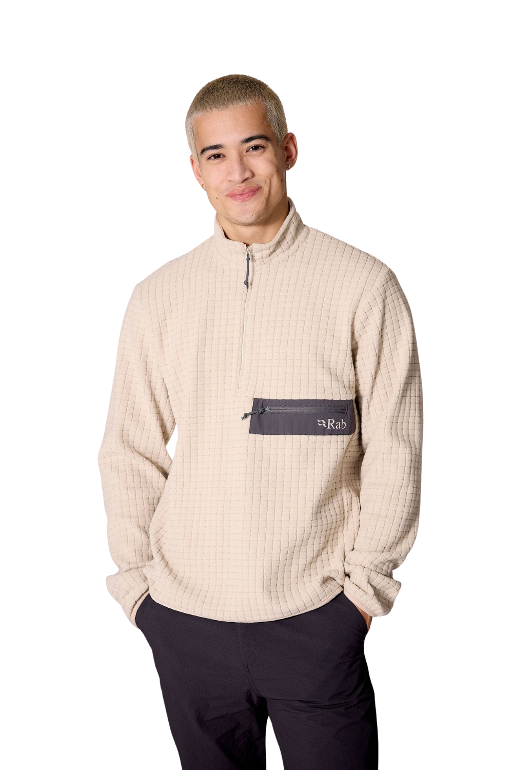 Rab Ramshaw Pull-On Mens Half Zip Fleece Pebble