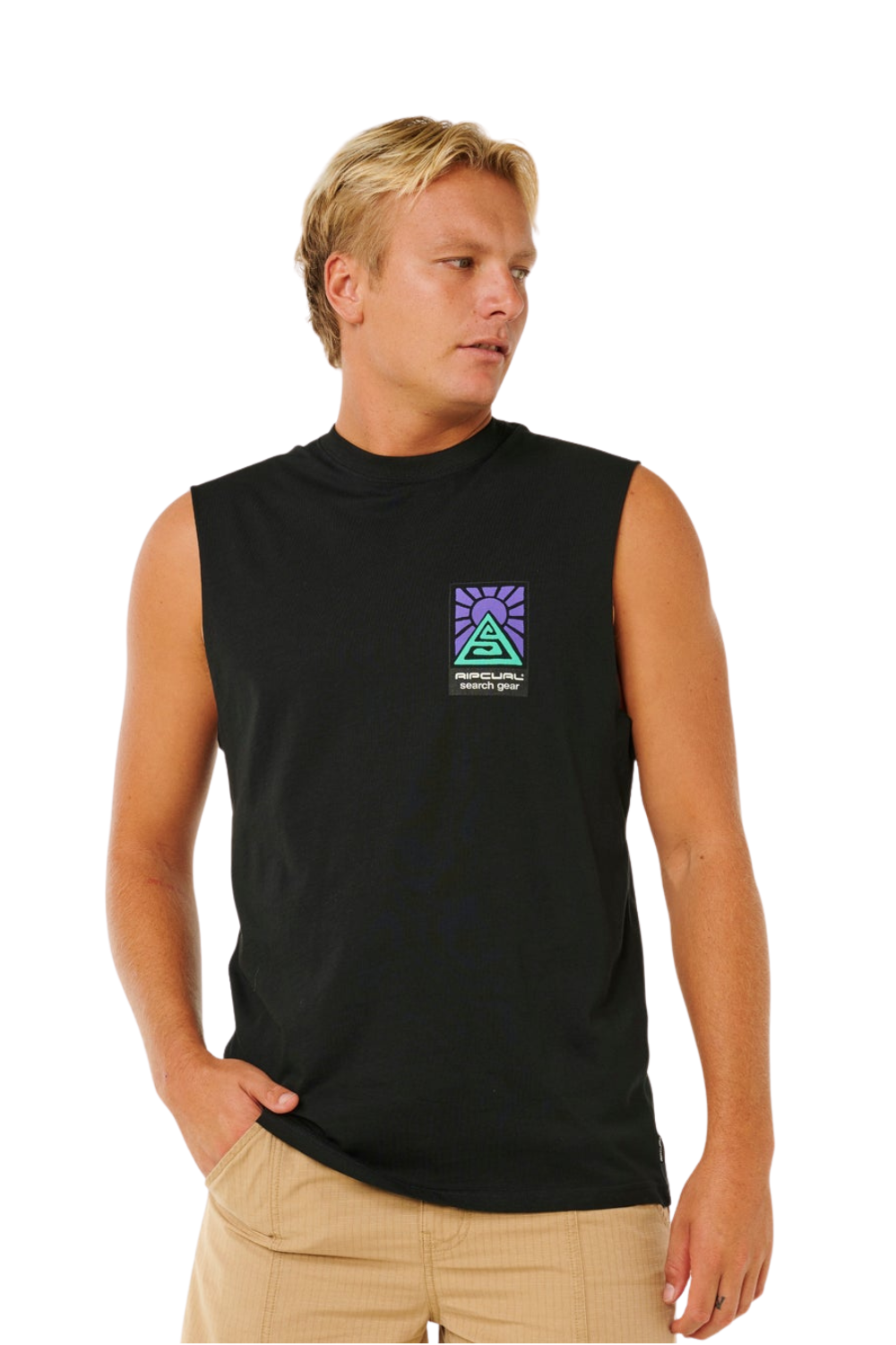 Rip Curl Search Dawn Muscle Mens T-Shirt Black