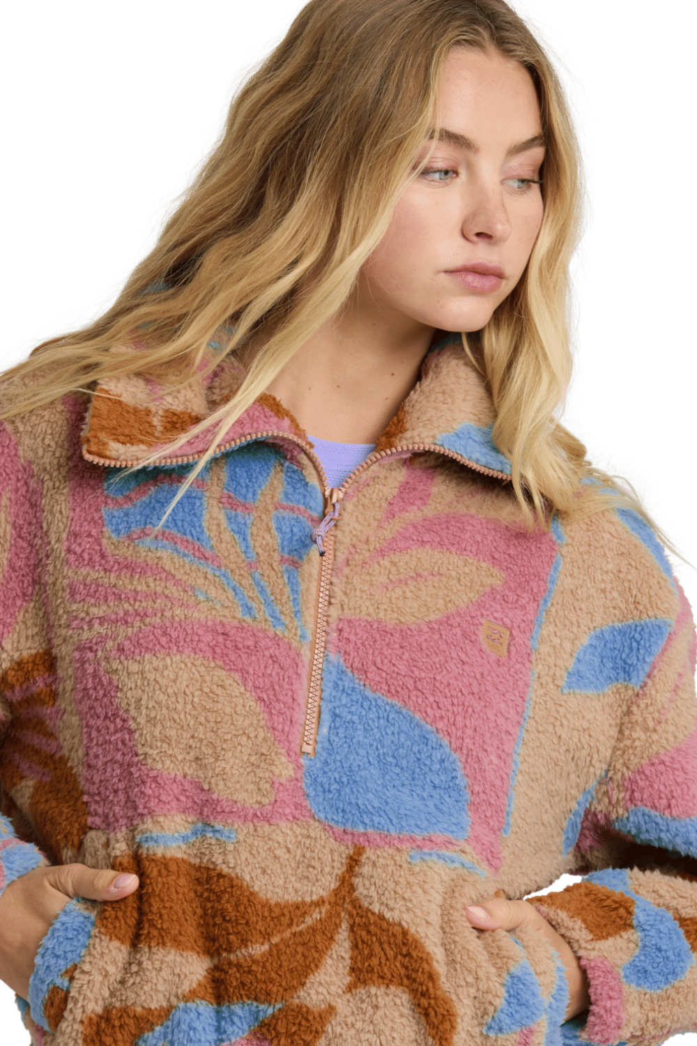 Billabong Barra Womens Half Zip Fleece Oatmeal