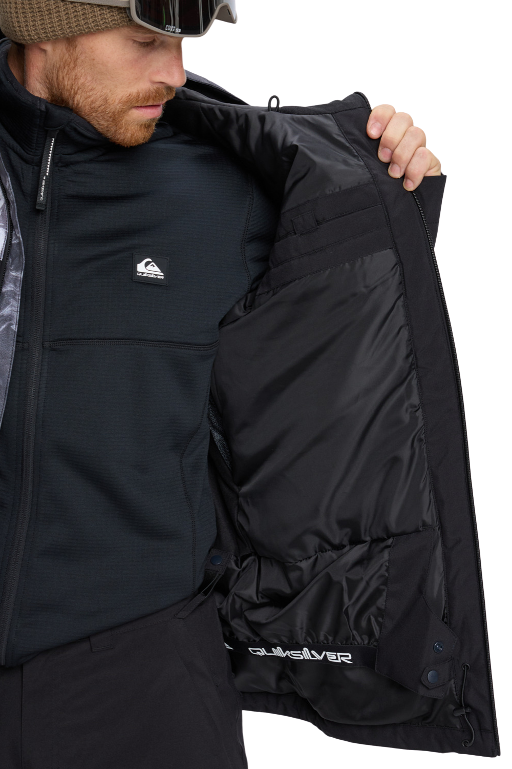 Quiksilver Mens Sycamore Printed Technical Snow Jacket Thermostamp Grayscale