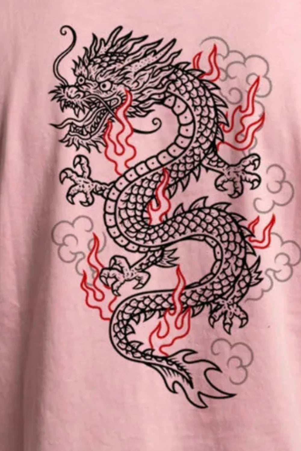 BamBooBay Dragon Mens T-Shirt Stone Wash Pink