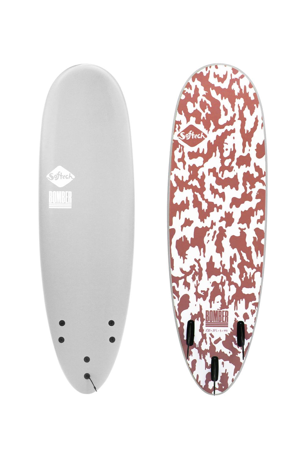 Softech Bomber Surfboard FCS II Grey Dusty Red