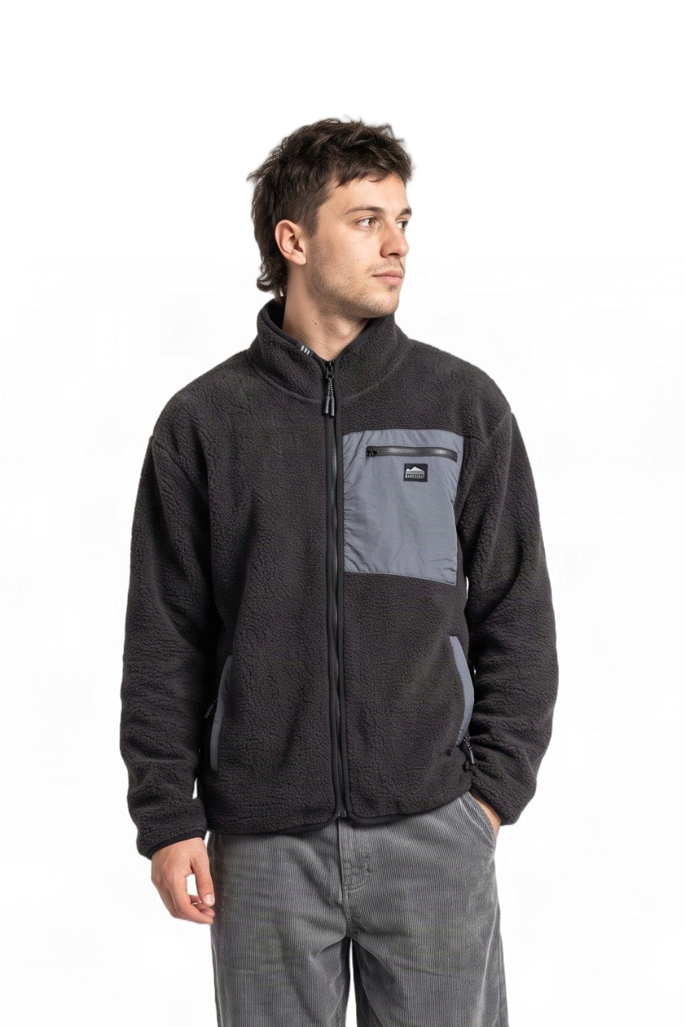 BamBooBay Haytor Mens Full Zip Sherpa Fleece Black/Slate