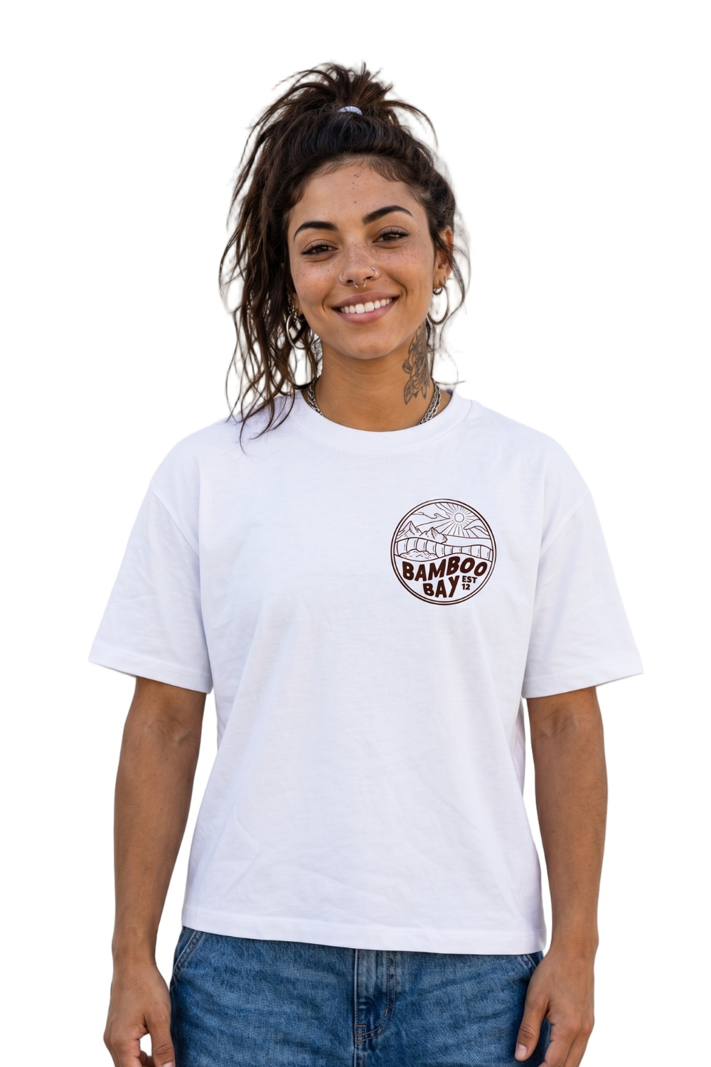 BamBooBay Mountain Badge Womens T-Shirt White