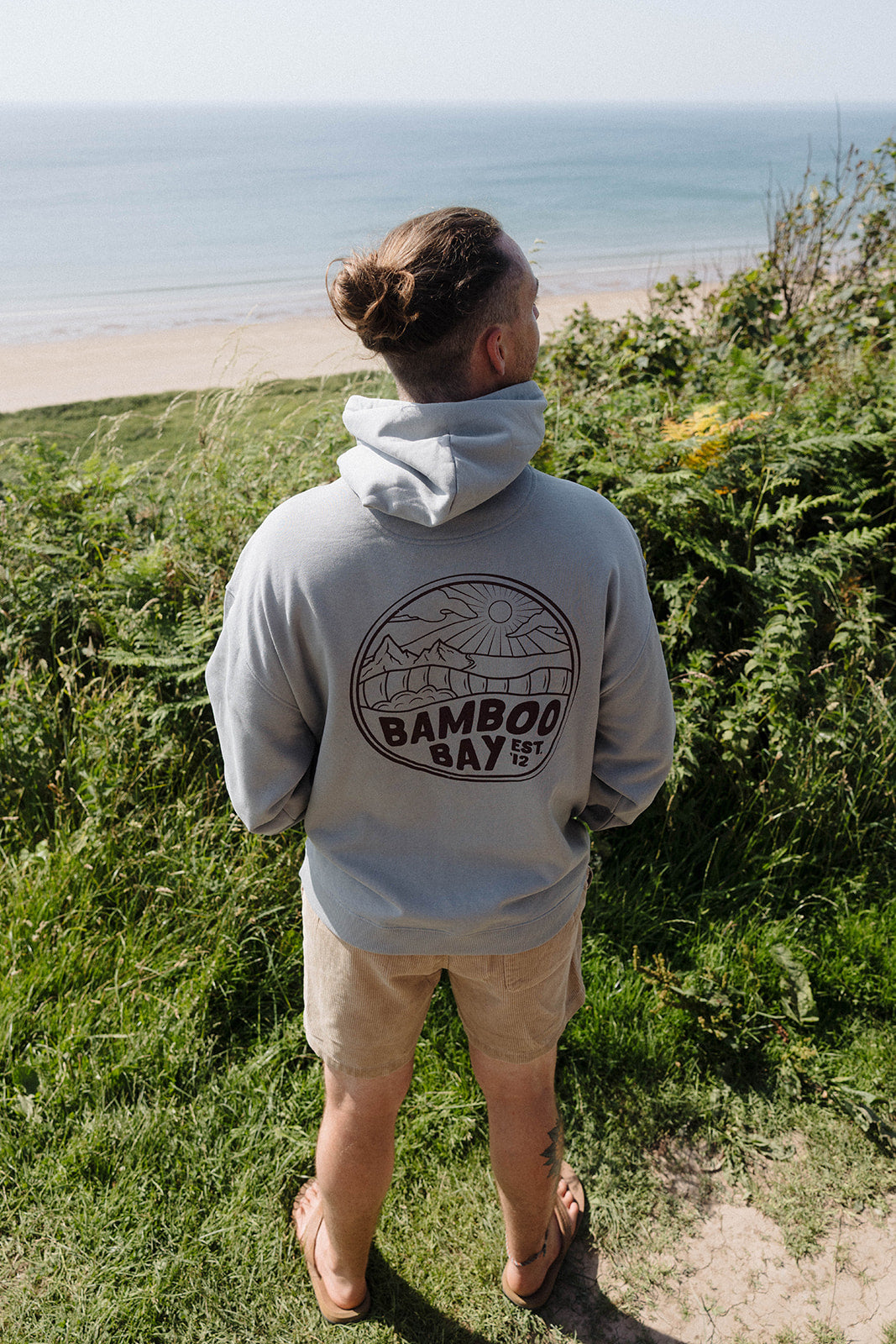 BamBooBay Mountain Badge Mens Hoodie Misty Grey