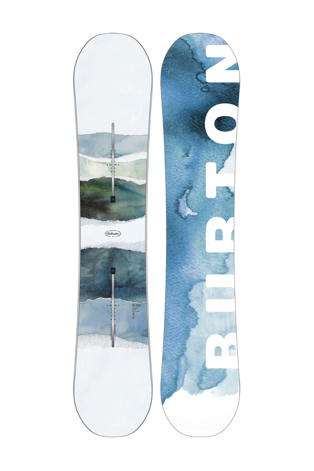 Burton snowboard with blue watercolour pattern