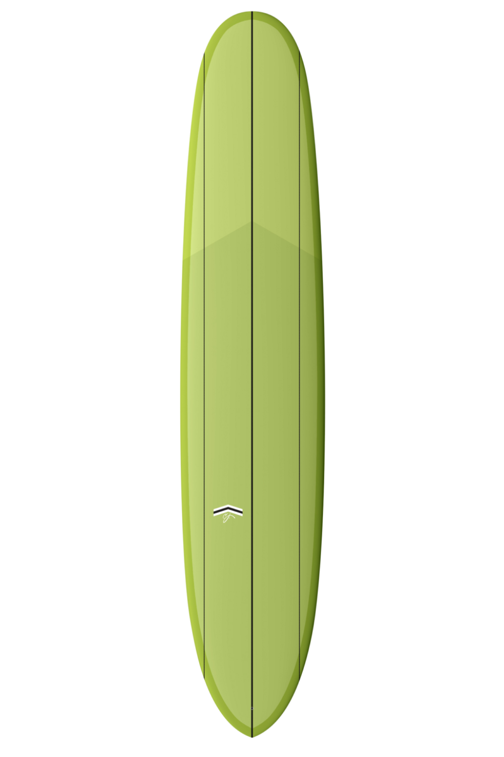 An avocado CJ Nelson Thunderbolt Paragon Longboard shown from a top-down view against a plain white background.