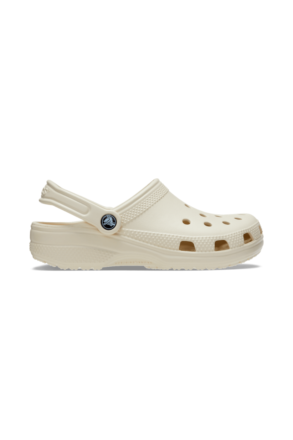 Beige clog shoe on a white background