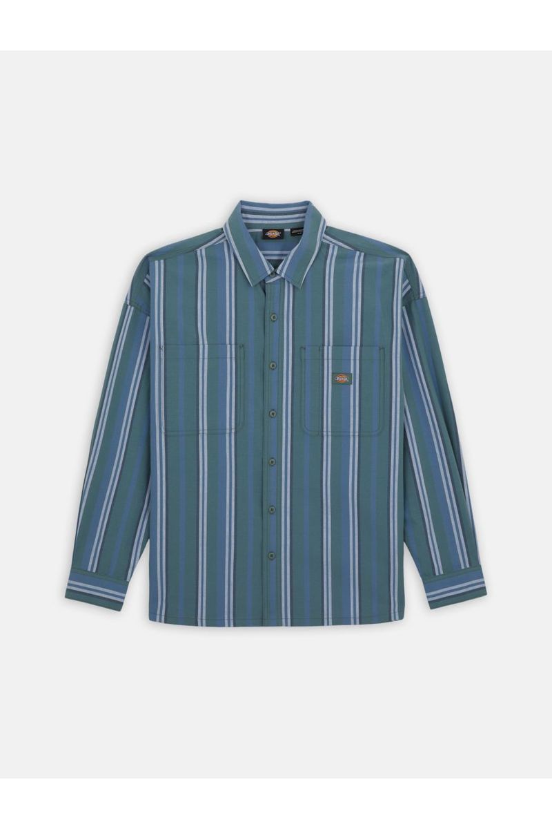 Dickies Glade Spring Shirt Long Sleeve Stipe Coronet Blue