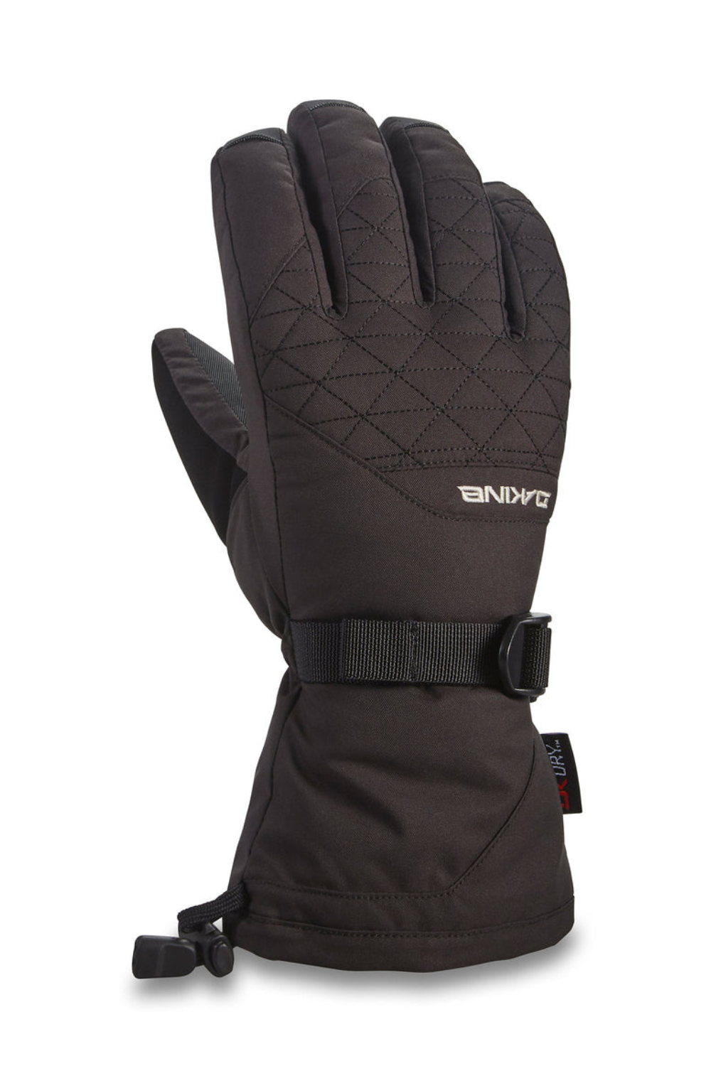 Black glove with a brand logo on a white background