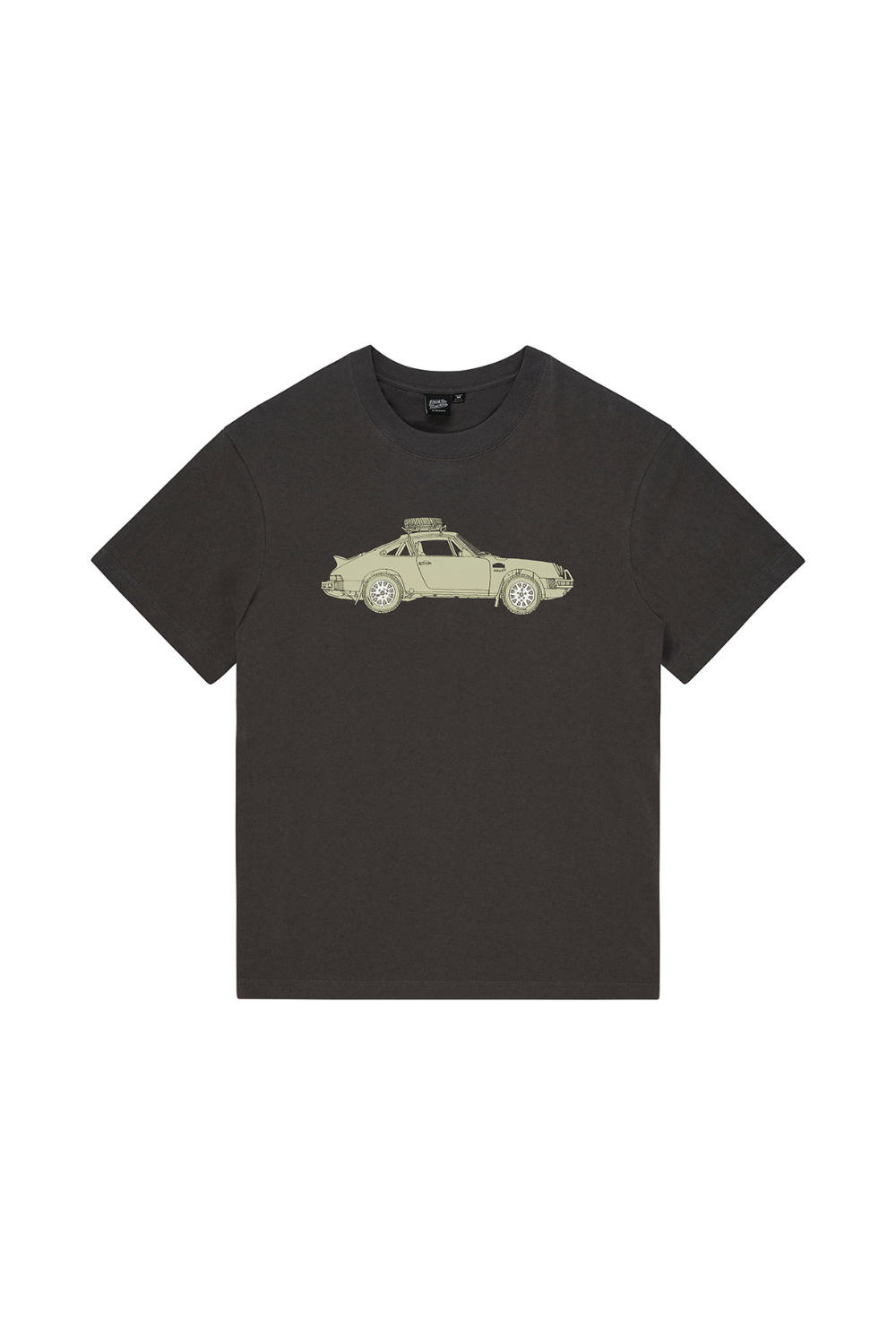Dark Forest Green T-shirt with a graphic Porsche car on the front.