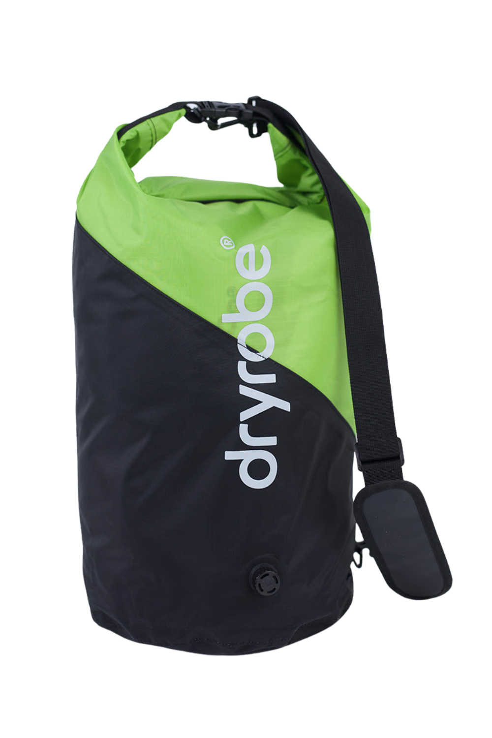 Dryrobe bag with black and green design on a white background