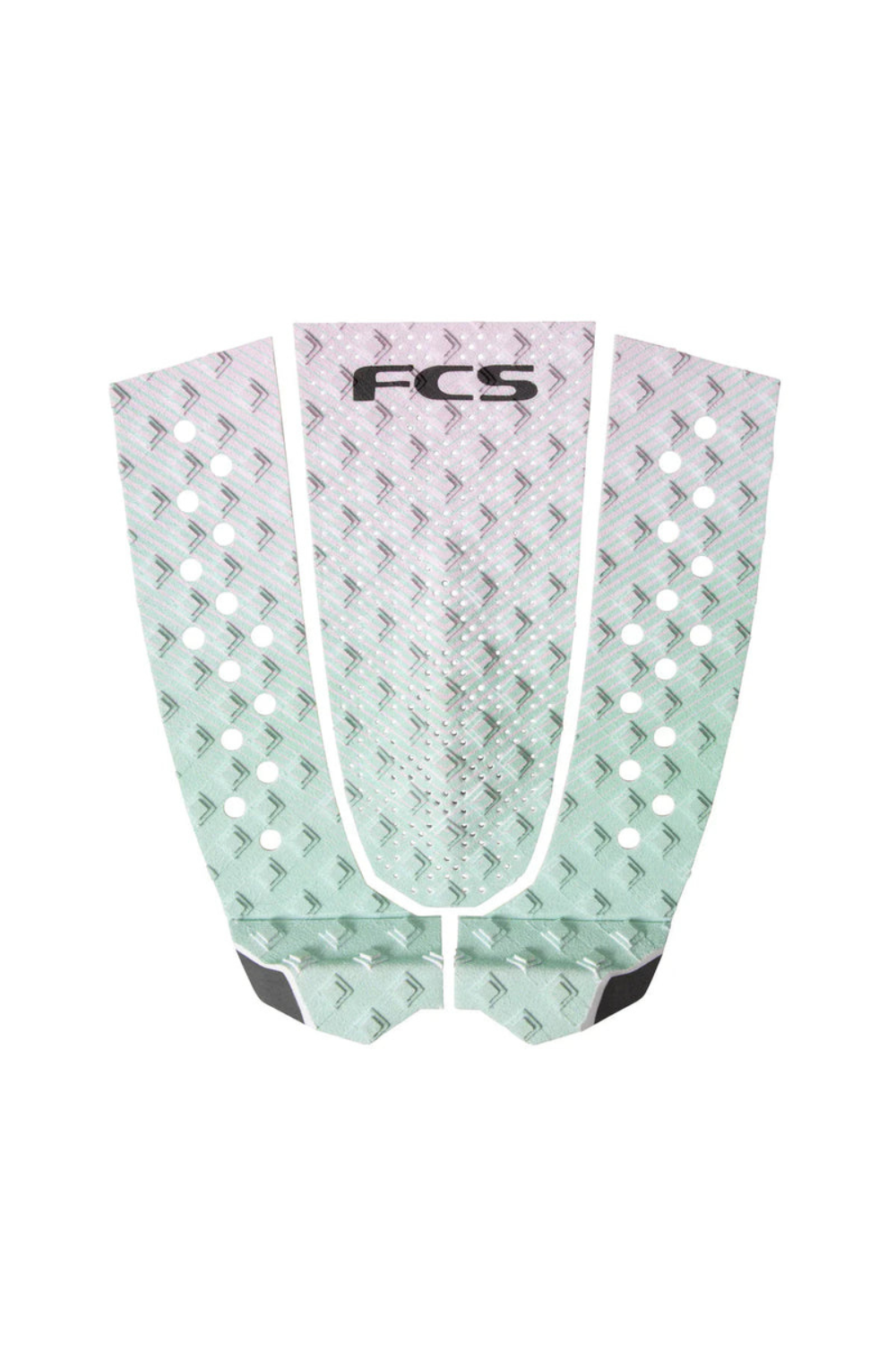 FCS surfboard tail pad with a pattern on a white background
