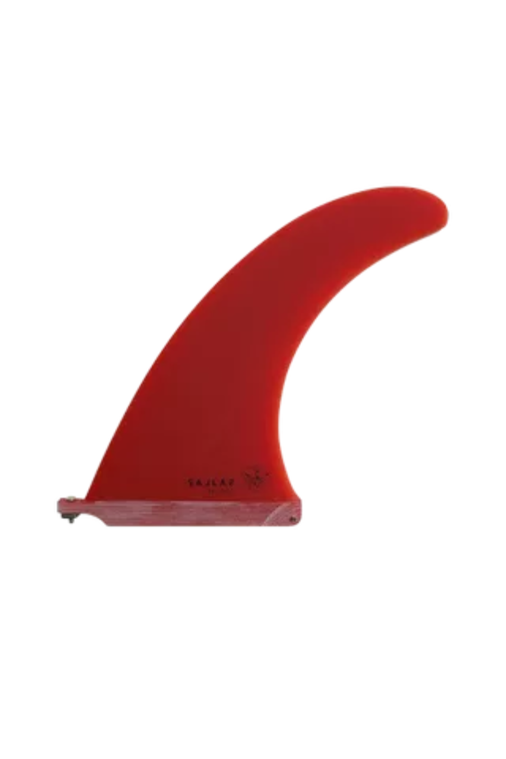 Red surfboard fin on a white background