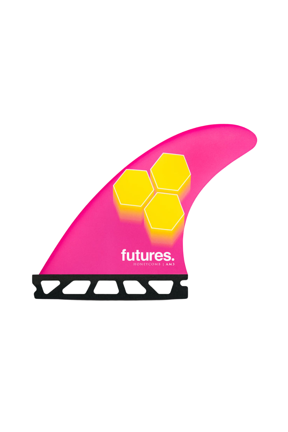 Pink and Yellow surfboard fins with Futeres branding