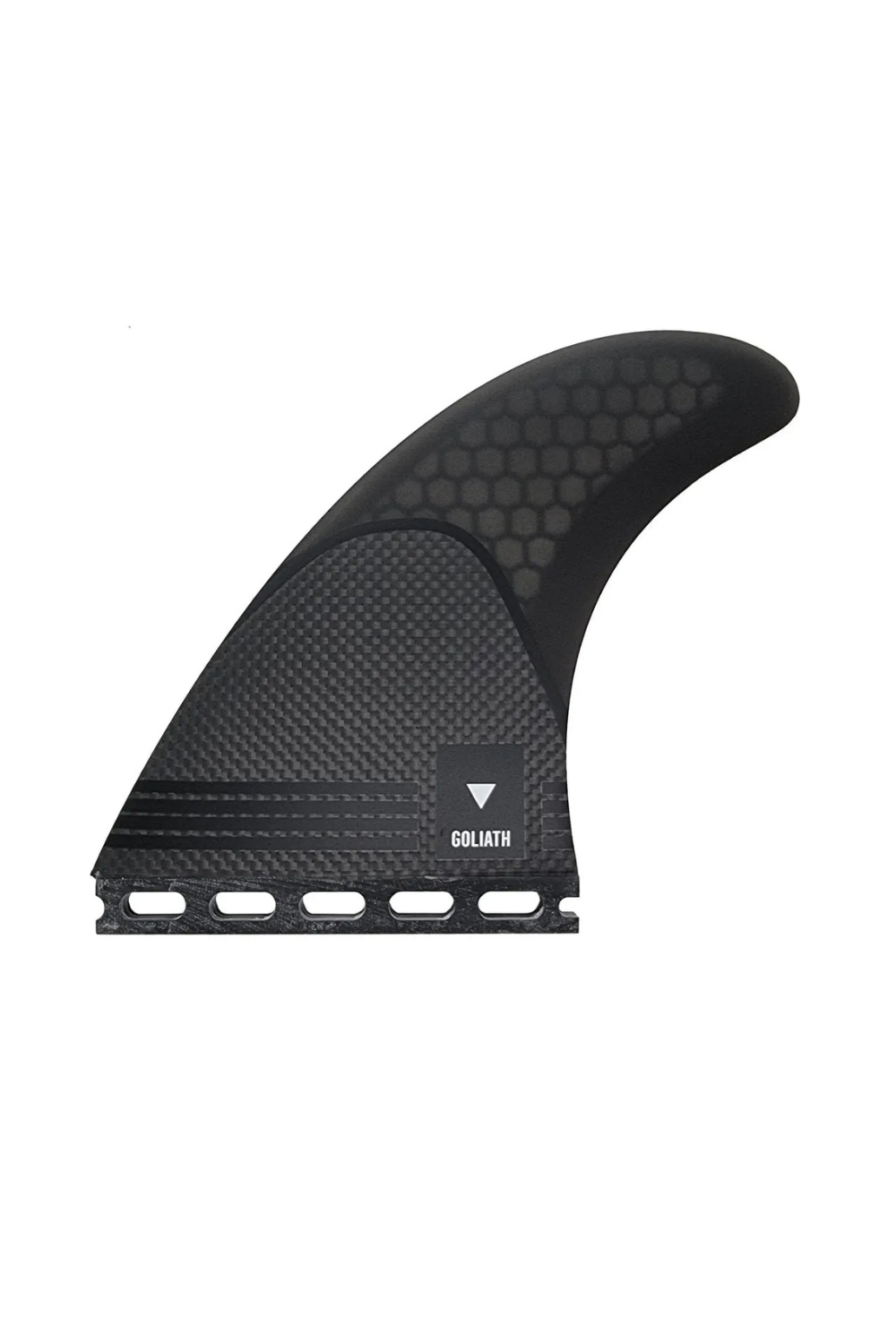 Black surf fin with a textured surface on a white background