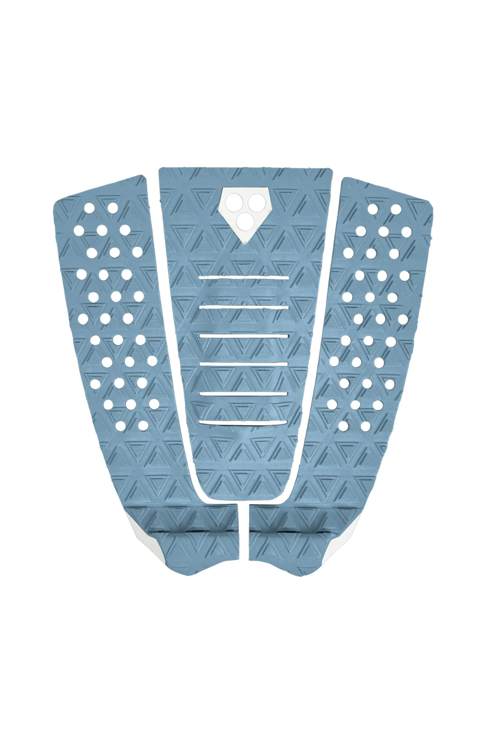 Blue textured mat with geometric pattern on a white background